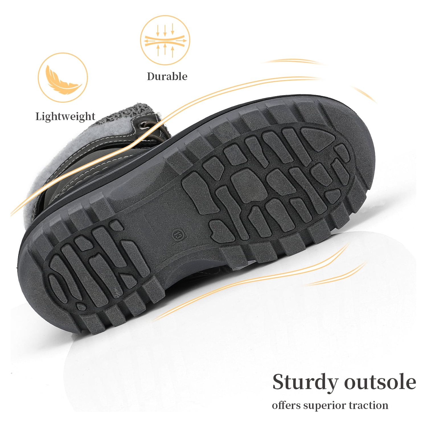Dream Pairs Kids Winter Snow Boots Black/Grey photo 4