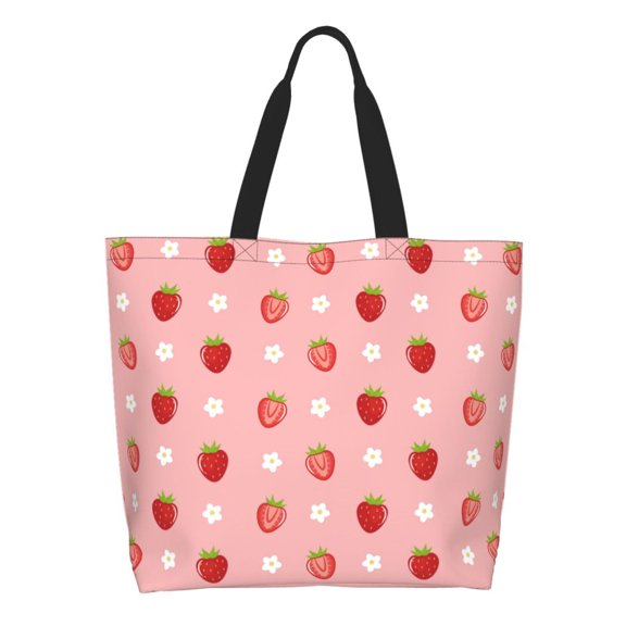Rocae Strawberries for Big Capacity Shoulder Bag with Pockets,Tote Bag for Women Handbag