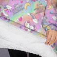 thumbnail image 3 of Oversized Wearable Blanket Hoodie,Colorful Cartoon Unicorn Pattern Sherpa Blanket Hoodie with Super Pockets,Super Warm Fuzzy Pullover for Women & Men, 3 of 6