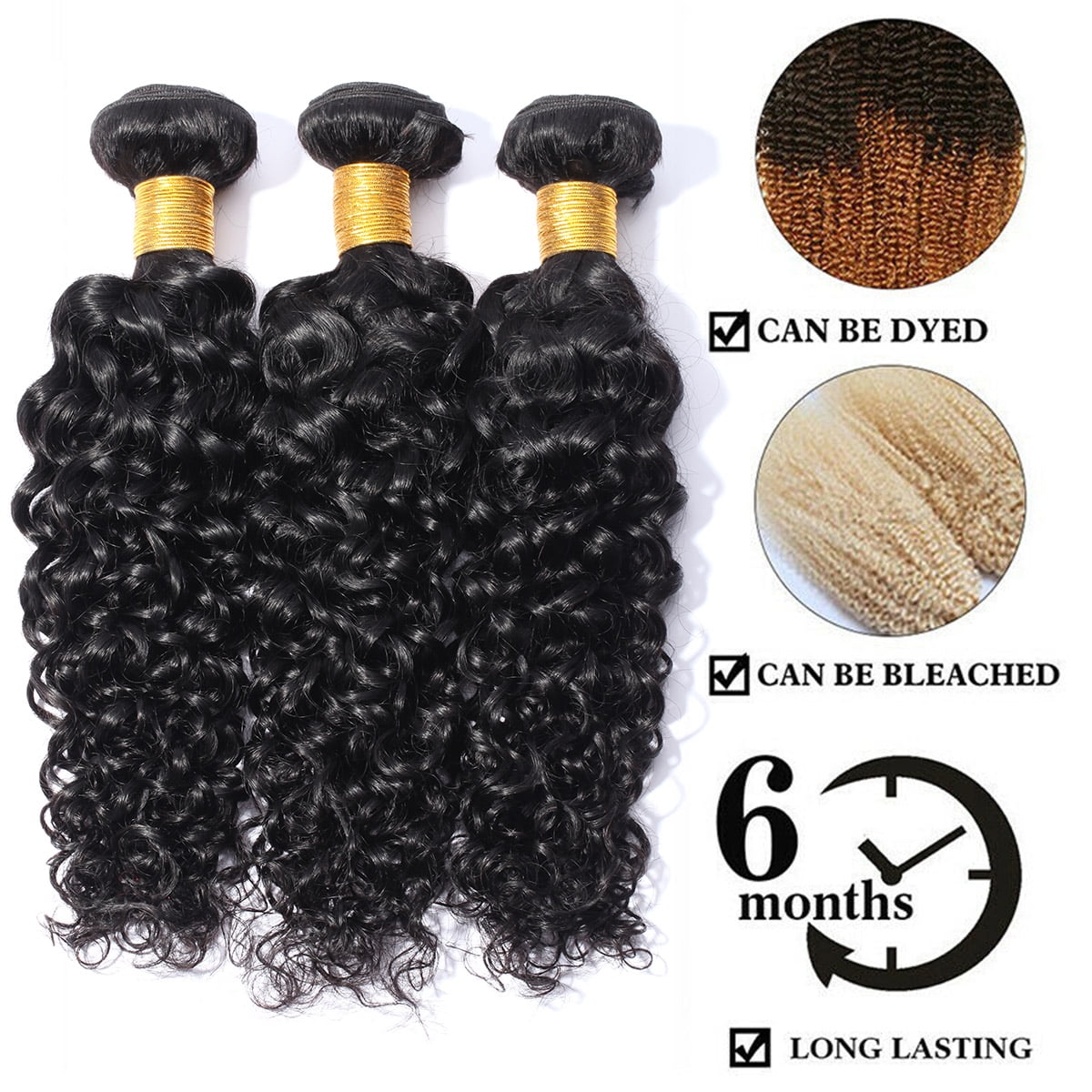 SEGO Brazilian Straight Human Hair 1 Bundles Straight Loose Wave 100% Unprocessed Virgin Hair Kinky Curly Hair Extensions Natural Black