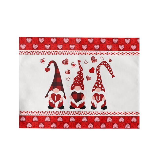 Ensemble de Table d'Hiver pour la Saint-Valentin, Napperons à Carreaux Rouges 30x45cm pour Décoration de Table, Napperons Imperméables pour Décoration de Cuisine Intérieure, Dîner
