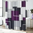 thumbnail image 6 of Stall Fabric Shower Curtain, 36 x 72 Inch Narrow Geometric Waterproof Cloth Shower Curtain Set with 6 Plastic Hooks, Small Walk in Modern Abstract Shower Curtains for Bathroom Decor - Purple, 6 of 6