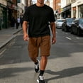 thumbnail image 6 of Dwellite Cargo Shorts for Men Elastic Waist Drawstring Stretchy Twill Cargo Shorts Below Knee Length Hiking Outdoor Clothes Coffee 4XL, 6 of 8