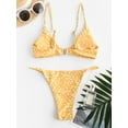 thumbnail image 3 of Zaful for Women Tiny Floral O Ring High Leg Bikini Swimwear Yellow M, 3 of 5