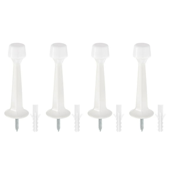 Door Stoppers, 4Pcs - Zinc Alloy Solid Rigid Door Stop with Screws & Expansion Tube with Soft Rubber Tip (White)