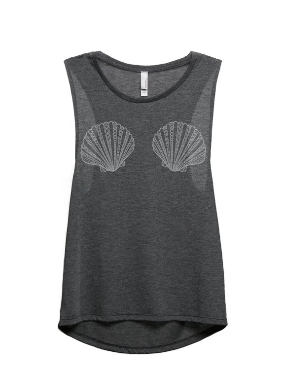 Mermaid Bra Women's Sleeveless Muscle Tank Top Charcoal 2X-Large