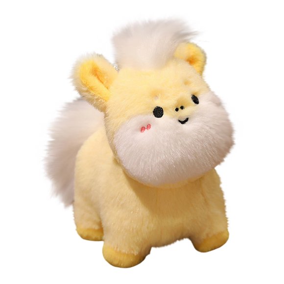 F Short Plush Stuffed Horse Toy Soft Animal Doll For Children Play And Room Decor Yellow 11.81 Inch F