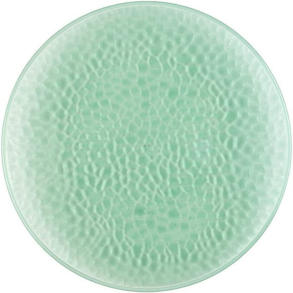 (1 PACK) EcoQuality 13" inch Round Charger Hammered Translucent Green Plastic Plates - China Like Party Plates, Heavy Duty Large Disposable Dinner Plates, Reusable Salad Plate Weddings, Serveware
