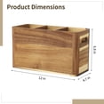 thumbnail image 4 of 3-Compartment Wooden Kitchen Utensil Holder Organizer, Large Wood Utensil Container with Removable Dividers, 12 x 4.7 x 6.8 in, Wooden Storage for Cooking and Silverware, 4 of 6