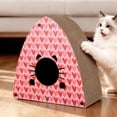 thumbnail image 4 of THE LICKER STORE Koko 19" Modern Cardboard Triangle Cat Cave Scratcher with Catnip, Pink/Red, 4 of 6