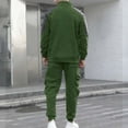 thumbnail image 5 of Maqroz Breathable Men's Summer 2-Piece Suit Long Sleeve Zip Up Top and Straight Leg Pants Fashion Lapel Color Block Workout Sets for Racing, 5 of 8
