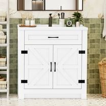 Yamissi 32" Freestanding Bathroom Vanity with Ceramic Sink, Storage Cabinet with 2 Soft Closing Doors, Modern White