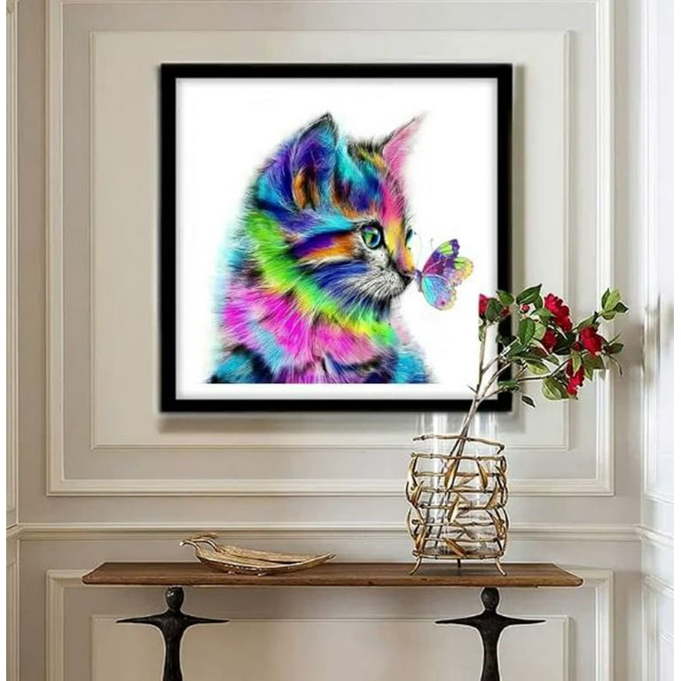 Bell cat Flower Diamond Painting Kits,Diamond Art for Adults, Full Drill  Diamond Painting, 5D Gem Art for Adults Wall Home Decor (xq198)