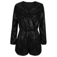 thumbnail image 4 of uublik One Piece Jumpsuits for Women Shorts Sequin Romper for Women Sparkly Jumpsuit Long Sleeve Party Outfi Black, S-3XL, 4 of 4