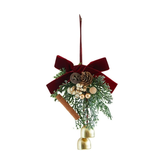AYktou Christmas Wreath Bows, Simulation Pines Leaves Pinecones Ribbon Bows Elegant Bells Bows Pendants, Christmas Tree Bowknot Wreath Hanging Ornaments for Wedding Birthday Party Scene Layout