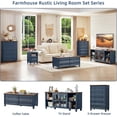 thumbnail image 4 of Leyaoyao 48" Farmhouse Coffee Table with Hidden Storage, 4 Drawers &Roman Column Knobs,Rustic Center Table with Wood Curved Legs for Living Room,Blue, 4 of 10