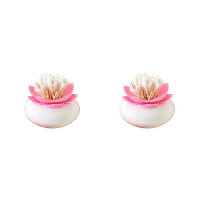 Monstrate 2020 soporte de flor de loto caja de palillos de caja de almacenamiento de bastoncillos de algodón rosa/verde Rosa 2piezas Monstrate CBP010560