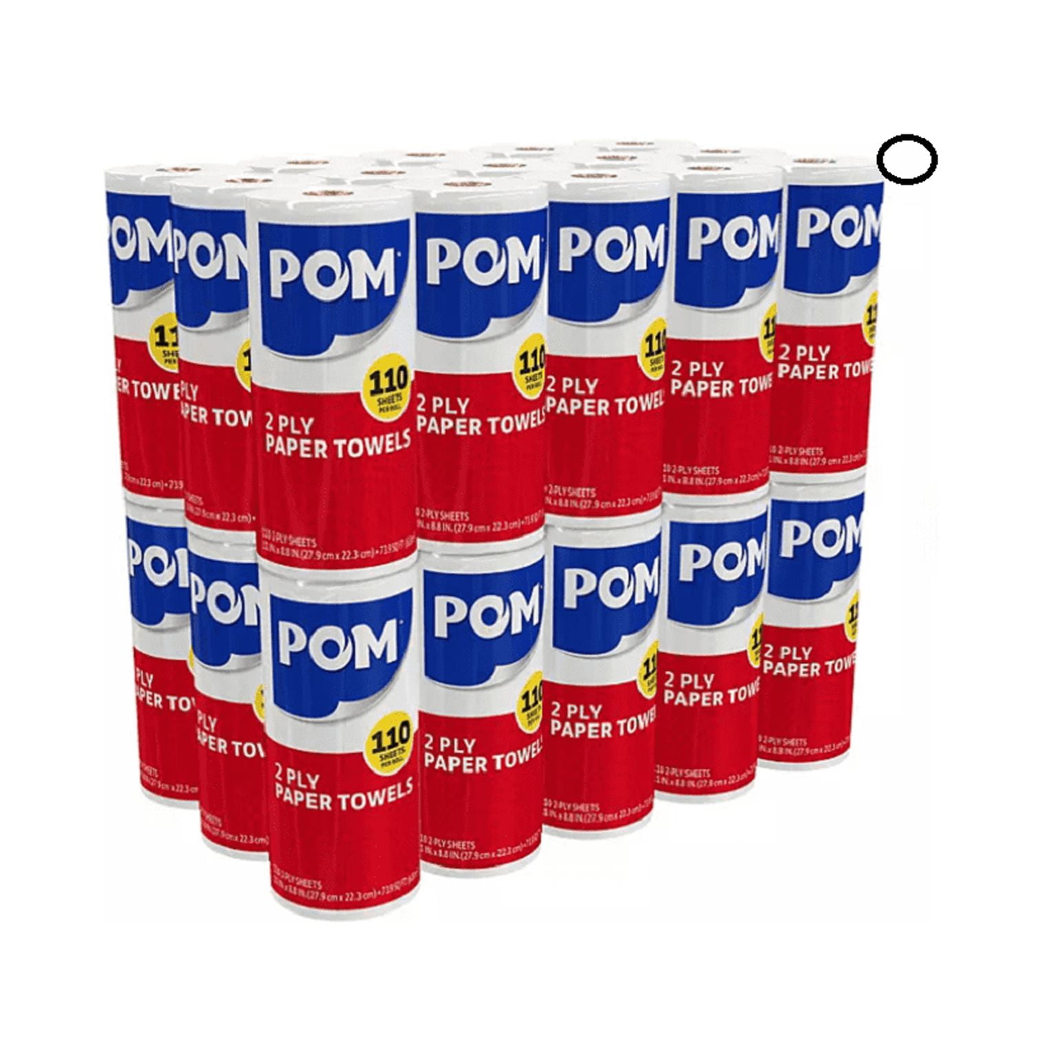 POM Individually Wrapped 2-Ply Paper Towels (110 sheets/roll, 30 rolls)**