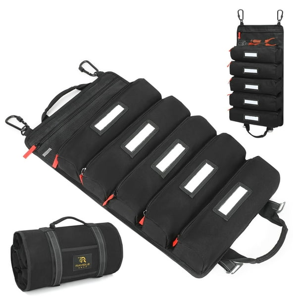 Bolsa organizadora para herramientas Ramble Gear, enrollable, con mosquetones de lona
