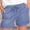 Blue, variant on Women Summer Casual Shorts Elastic Waist Comfortable Straight Fit Breathable Lace Up Rolled Hem Stylish Pocket Design