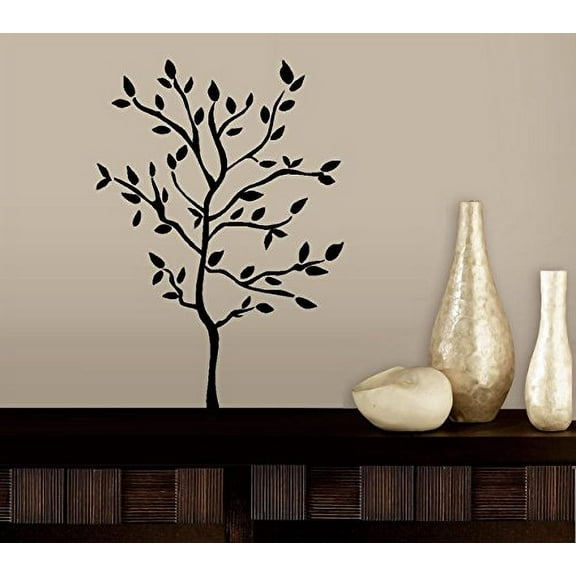 Tree (with branches and leaves) ~ Wall or Window Decal (Small 22" x 31, Black)