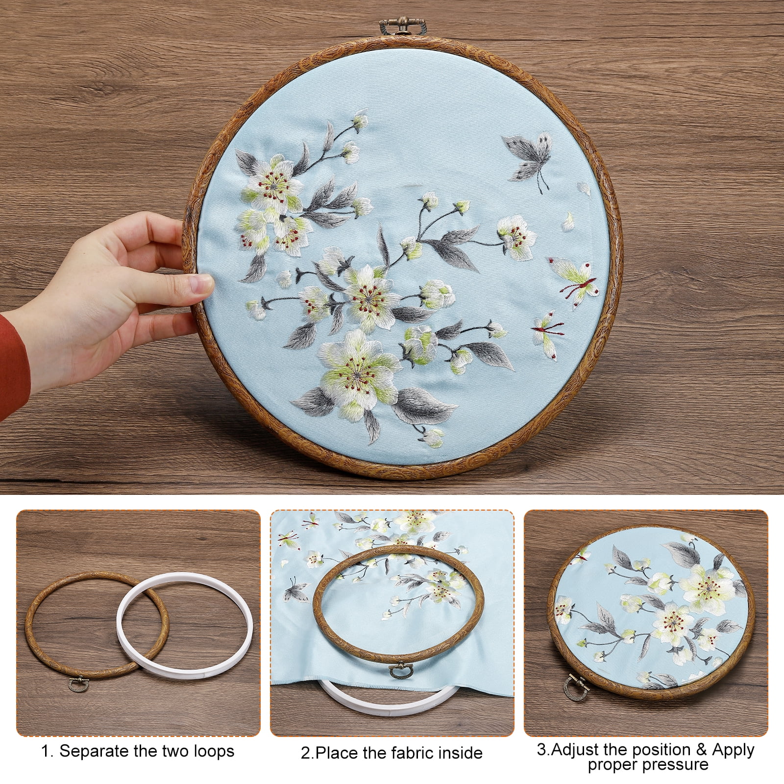 Uxcell 8.66 inch Embroidery Hoop, 6Pcs Cross Stitch Hoop Rubber Imitated Wood Circle Frame Ring for Embroidery Art Craft Sewing Ornaments Hanging Decoration
