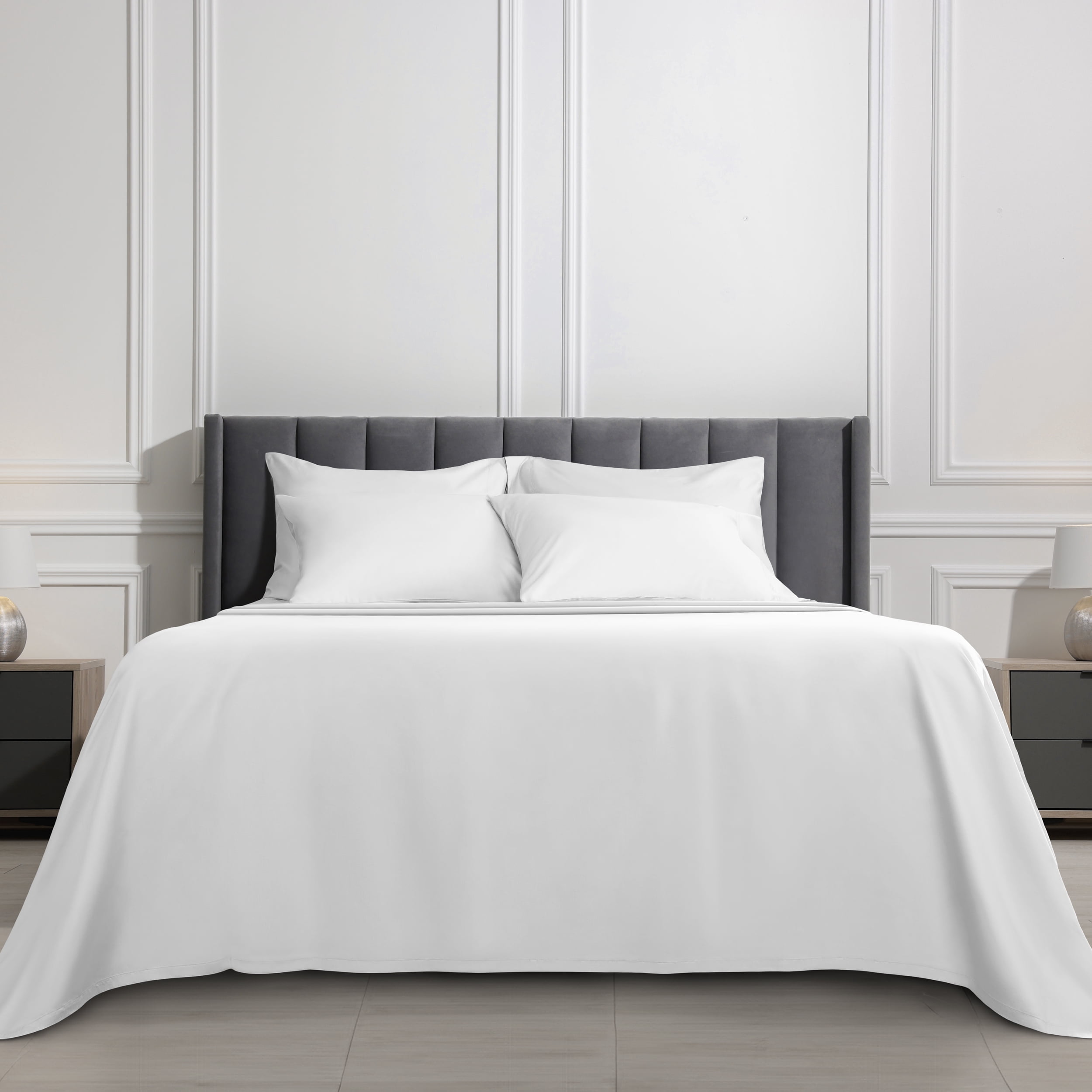 Serta 6-Piece 800 Thread Count White Cotton Rich Adult Bed Sheet Set, King - Deep Pocket