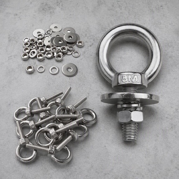 8 Pack M8 Stainless Steel Eye Bolts with Nuts, 5/16 x 1 Inch Eye Bolt with Washers, Heavy Duty Lifting for Hanging, Tie Down, Outdoor Use