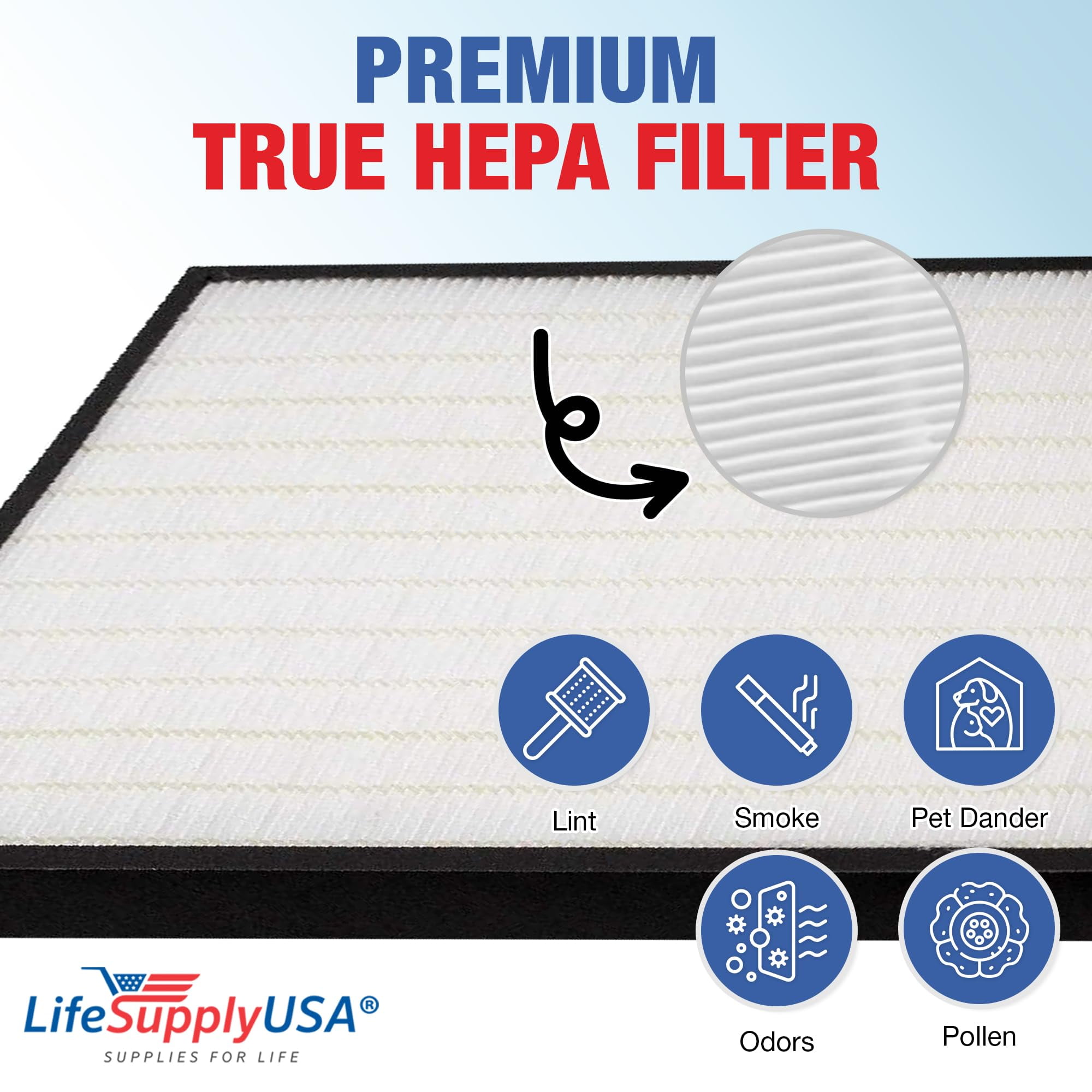 LifeSupplyUSA True HEPA Filter Replacement Compatible with Envion AllergyPro AP350 Allergy Pro AP 350 Air Purifier