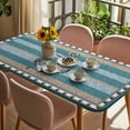 thumbnail image 3 of Blue Beige Anchor Table Cloths for 6 Foot Rectangle Tables, Nautical Summer Beach Coastal Ocean Patio Waterproof Elastic Fitted Tablecloths, Washable Rectangular Table Cover for Camping, 3 of 8