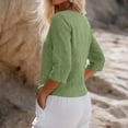 thumbnail image 4 of Button Down Shirts for Womens 3/4 Sleeve Linen Cotton Top Work Blouse, 4 of 5