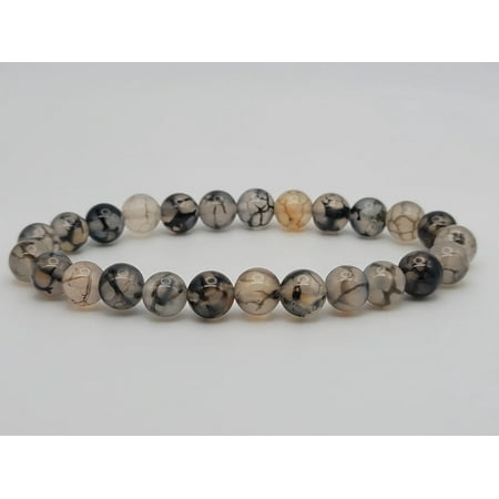 Tourmalinated Quartz Crystal Bracelet , Quartz Strech bracelet 8mm
