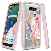 LG K31 Case, LG Aristo 5 Plus/Aristo 5/Phoenix 5/Fortune 3/Risio 4 Case, KAESAR Graphic Design Impact Resistant Rugged Clear Hybrid Bumper Case for LG K31 (Pink Flower)