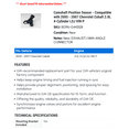 thumbnail image 2 of Camshaft Position Sensor - Compatible with 2005 - 2007 Chevy Cobalt 2.0L 4-Cylinder LSJ VIN P 2006, 2 of 2