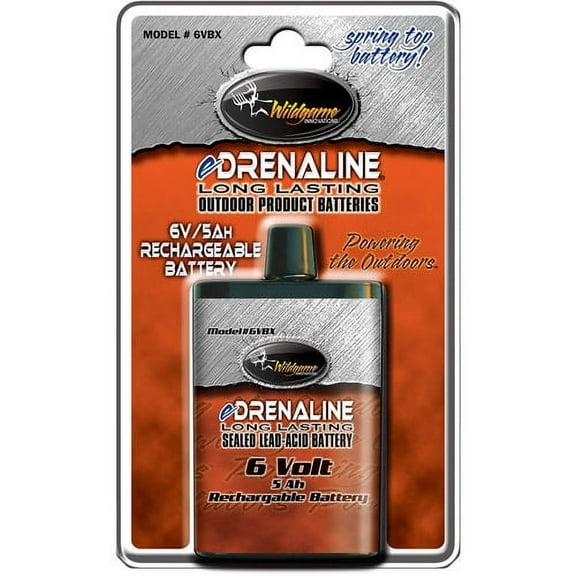 WILDGAME INNOVATIONS eDRENALINE 6V Spring Style Rechargeable Battery Outdoor Long-Lasting Powerful 6-Volt 5Ah Spring Top Battery