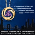 thumbnail image 2 of Gem Stone King 18K Yellow Gold Plated Silver Round Purple Amethyst 3 Stone Circle Pendant Necklace for Women (0.75 Cttw, Gemstone February Birthstone, With 18 inch Chain), 2 of 6