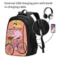 thumbnail image 2 of Pofeuu Flamingo Riding a Bicycle Print Storage Laptop Backpack with USB Charging Port[Water Resistant] College Computer Bookbag Fits, 2 of 7