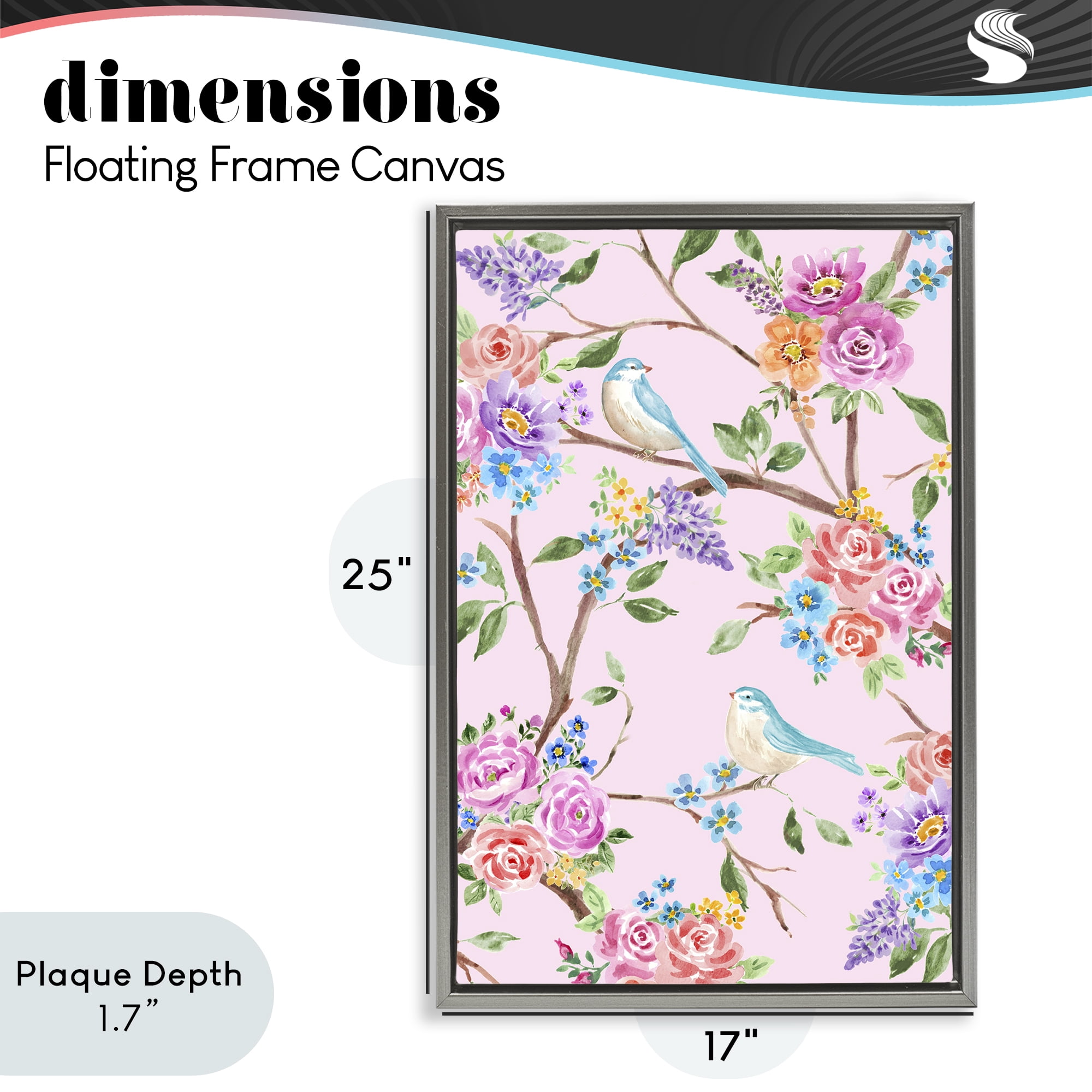 Stupell Industries Pink & Blue Spring Florals Gray Framed Floater Canvas Wall Art, design by Corinne Haig
