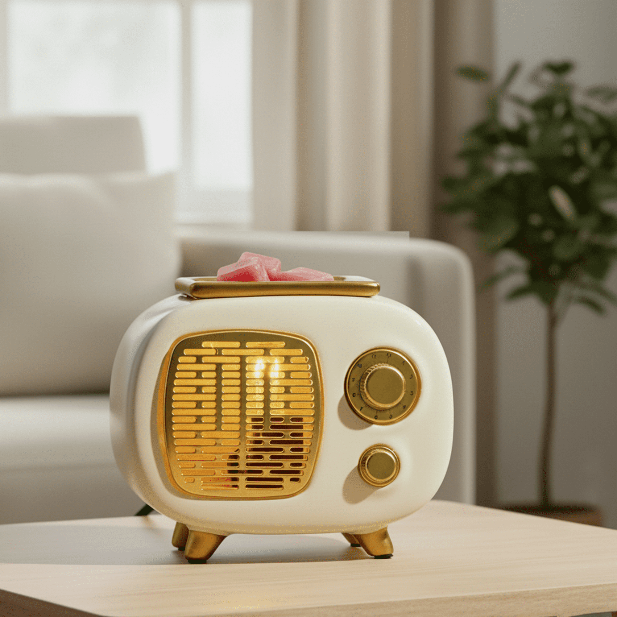 Better Homes & Gardens Ceramic Electric Plug-In Wax Melt Warmer, Vintage Radio Scent Warmer, White