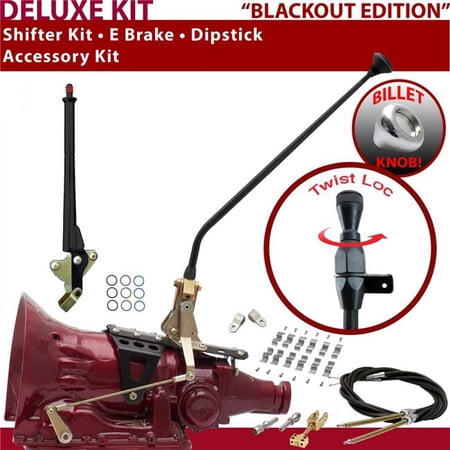 American Shifter AOD Shifter Kit Black 23 in. E Brake Cable Clamp Clevis Dipstick for F41A9