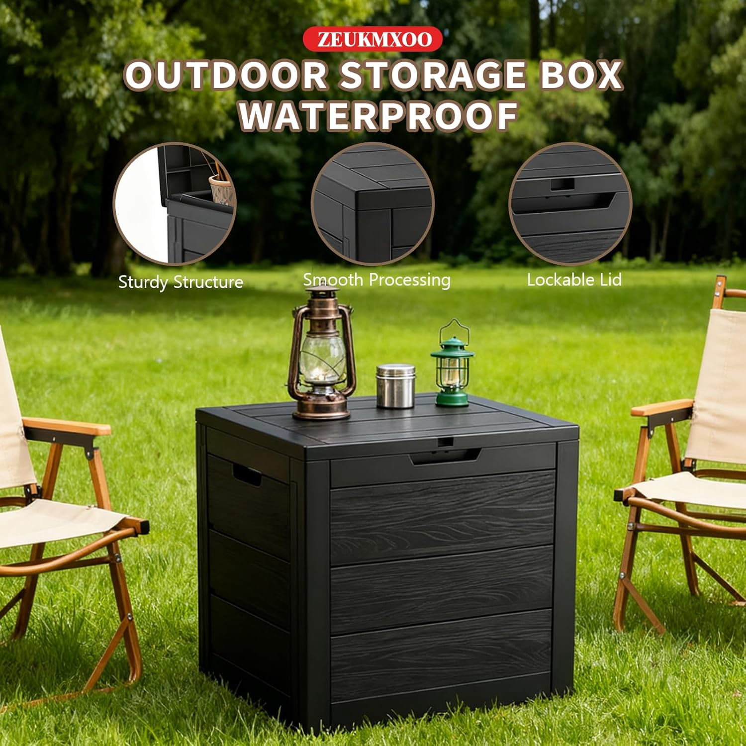 35 Gallon Waterproof Outdoor Storage Box, Resin Deck Box, Delivery Box for Package Delivery