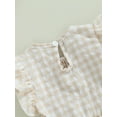 thumbnail image 6 of Hirigin Newborn Baby Girl Bubble Romper Summer Clothes 0 3 6 12 18 Months Ruffle Sleeve Crewneck Plaid Playsuit with Headband, 6 of 8