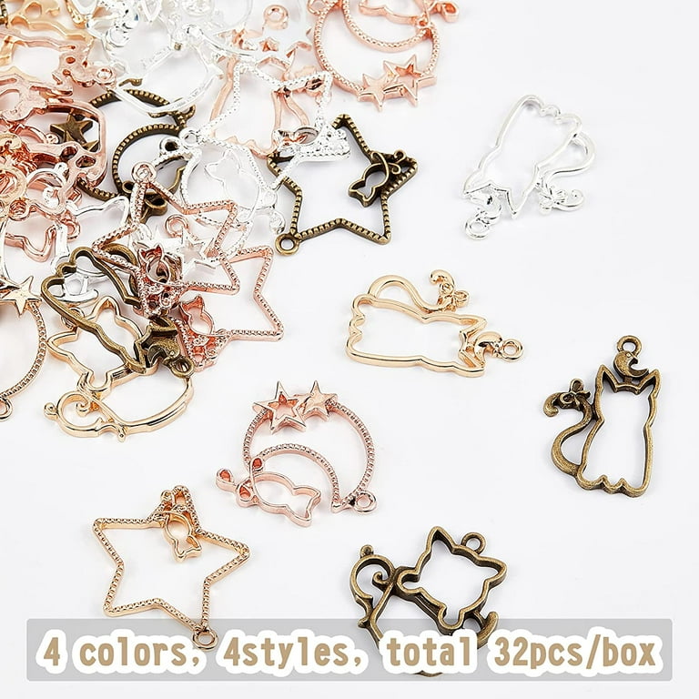 CHGCRAFT 32Pcs Alloy Open Back Bezel Pendants - Triangle Shape For Resin Jewelry Making, DIY