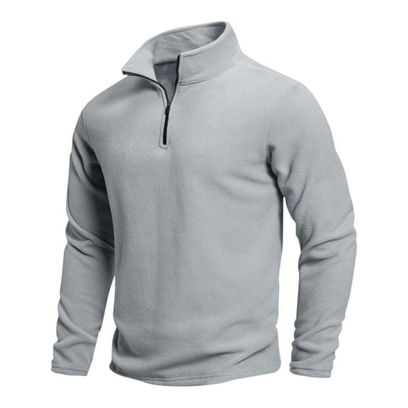 LNWUY Men's Quarter Zip Pullover Mock Neck Sweatshirt Fall and Winter Fleece Lightweight Fashion Sweaters Casual Activewear Gray L