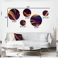 thumbnail image 4 of Designart "Dynamic Duet Purple and Yellow II" Modern Waves Metal Wall Art Set of 5 Piece, 4 of 5