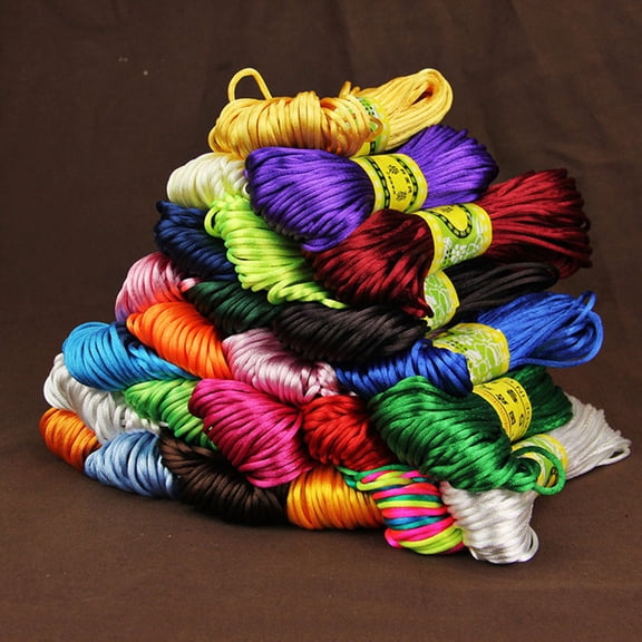 FRCOLOR 12 Rolls/Pack 10 2.5mm Colorful Nylon Rainbow Cord String Chinese Knot Bracelet Wire DIY Accessories (Assorted Color)