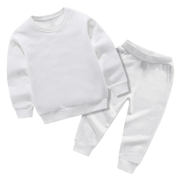 newwalpole Toddler Boys Clothes Long Sleeve Sweatshirt & Pants 2PCS Casual Kids Boys Fall Outfits Sets White for Size 7-8 Years