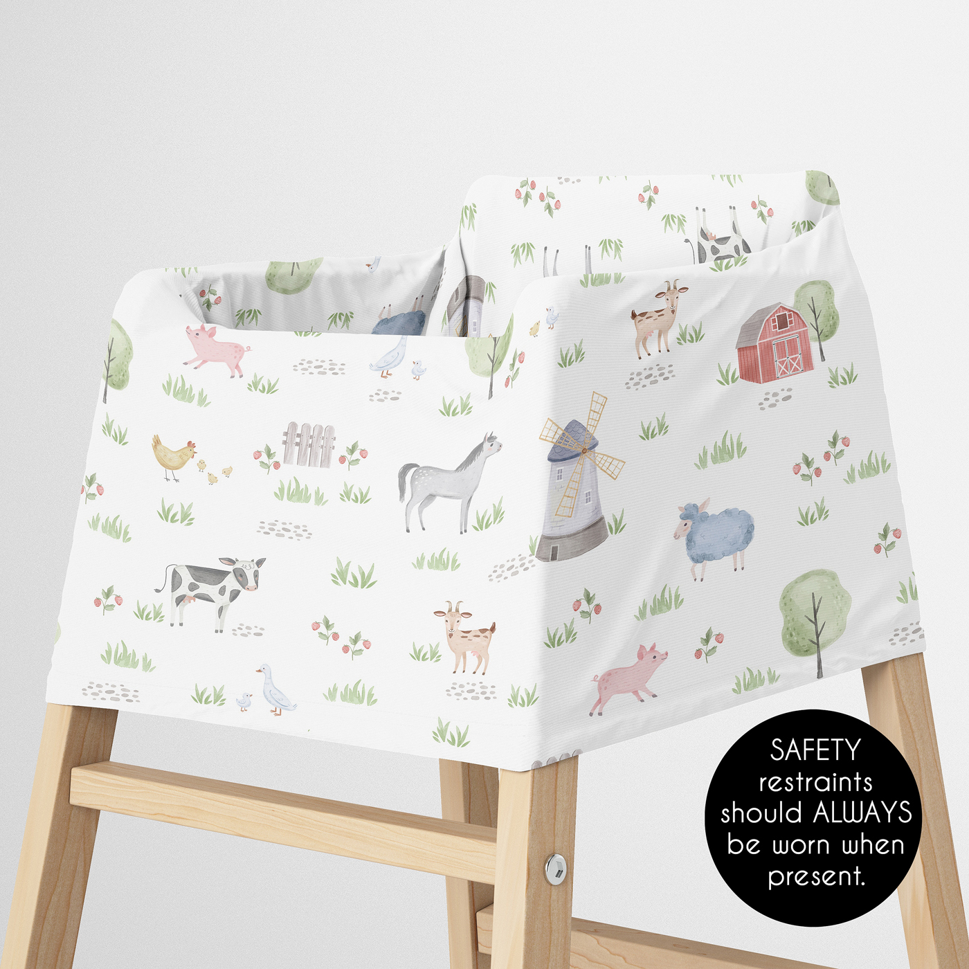 Sweet Jojo Designs Farm Animals Gray Green Grey Red Multi Use Baby Car Seat and Nursing Cover