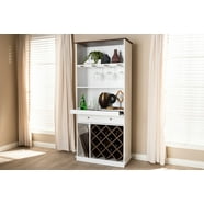 Home Source Corner Bar Unit with Two Glass Shelves, built-in Wine Rack ...