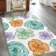 thumbnail image 3 of Abstraction Art Washable Area Rugs 3'x5', Watercolors Flowers Minimalist Lines Modern Low Pile Throw Living Room Rug Non-Slip Sturdy Edge Binding Carpet for Indoor Entryway Bedside Kitchen, 3 of 9